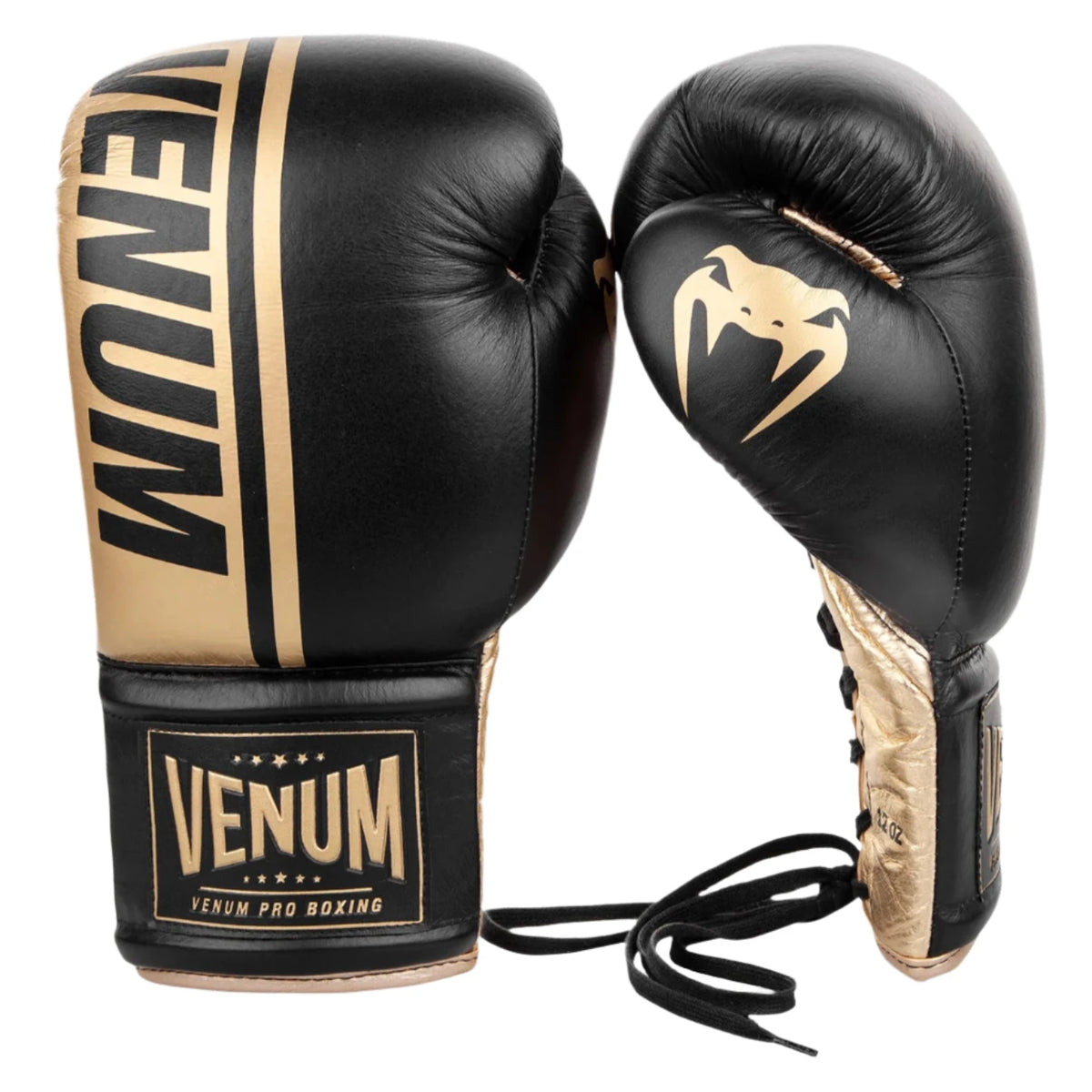 Venum Shield Pro Boxing Gloves - With Laces - Black/Gold