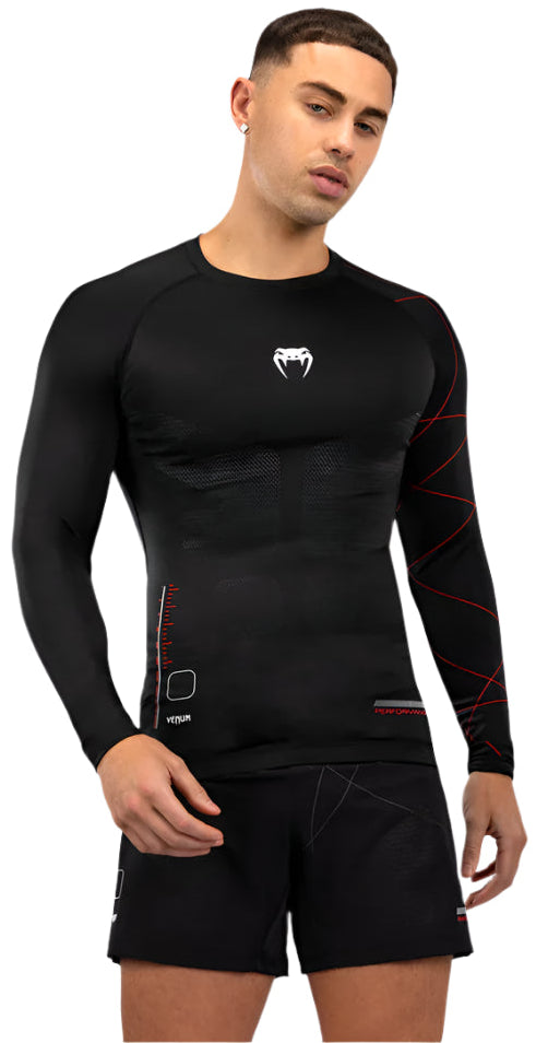 Venum Tactical XT Men's Long Sleeve Rashguard - Black/Fire Red