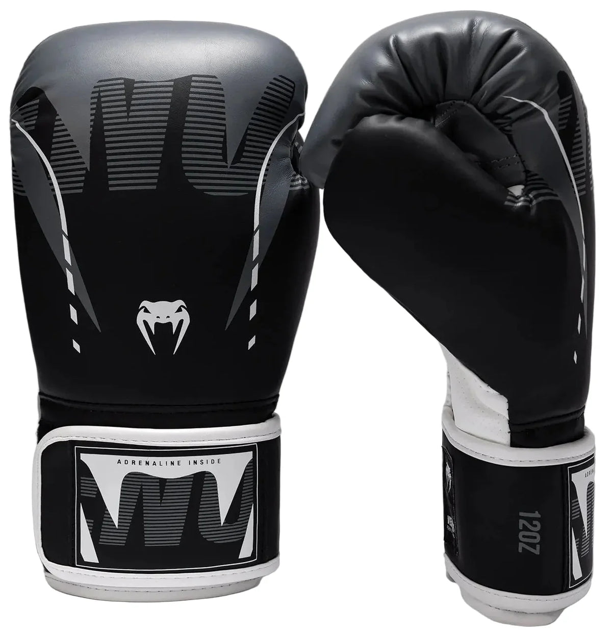 Venum Adrenaline Boxing Gloves - Black/Silver Grey