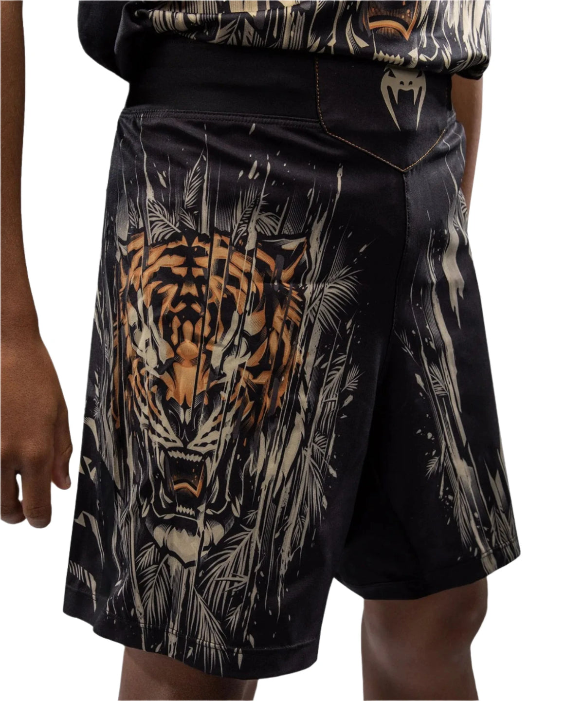 Venum Tiger Kids Fight Shorts - Black/Neon Orange