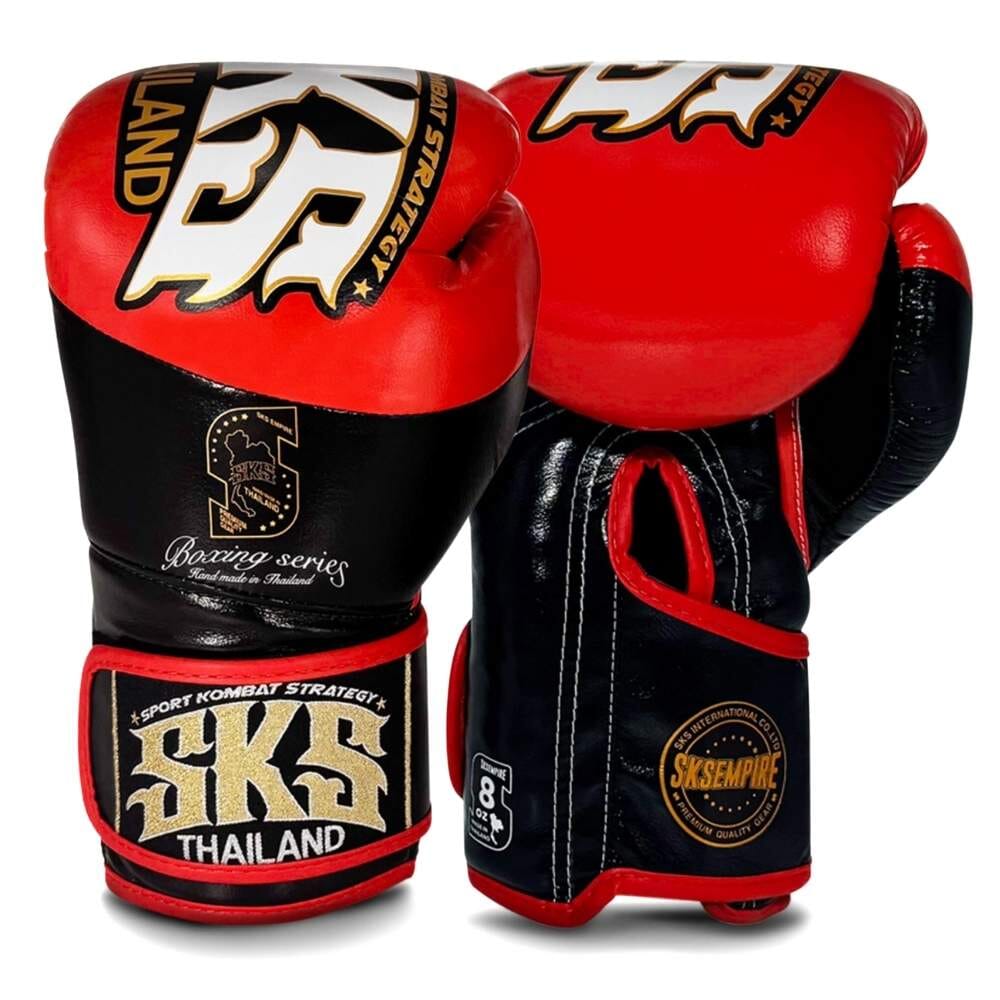 SKS Scarlet Noir Hook and Loop Boxing Gloves - Red/Black
