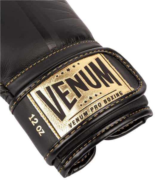 Venum Shield Pro Boxing Gloves Velcro - Black/Black-Gold