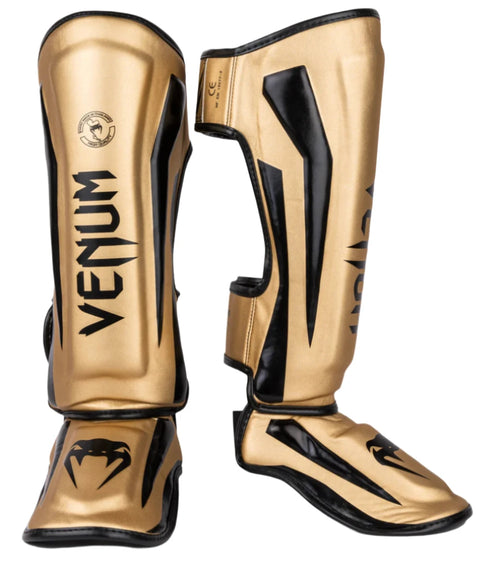 Venum Elite Standup Shin Guards - Gold/Black