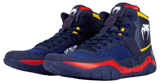 Venum Elite Wrestling Shoes - Blue/Yellow