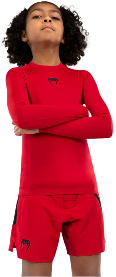 Venum Contender Kids Rashguards Long Sleeves - Cherry Red