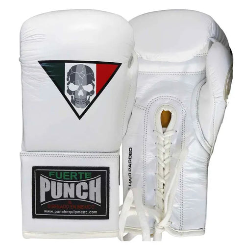 Punch Boxing Gloves - Mexican™ Lucky 13 - Lace Up - White