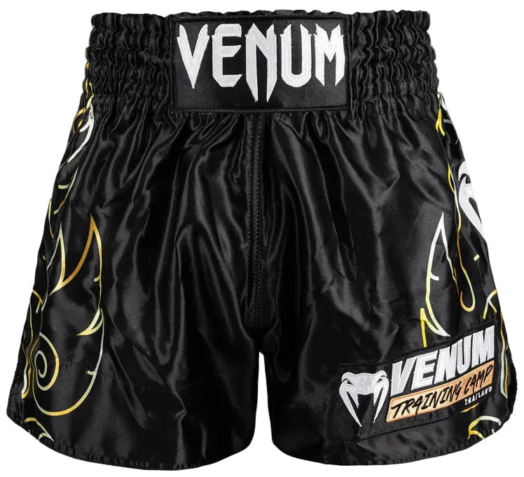 Venum VTC Flames Muay Thai Shorts - Black/Gold