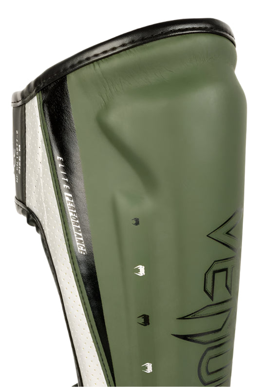 Venum Elite Evo Shinguards - Khaki/Silver