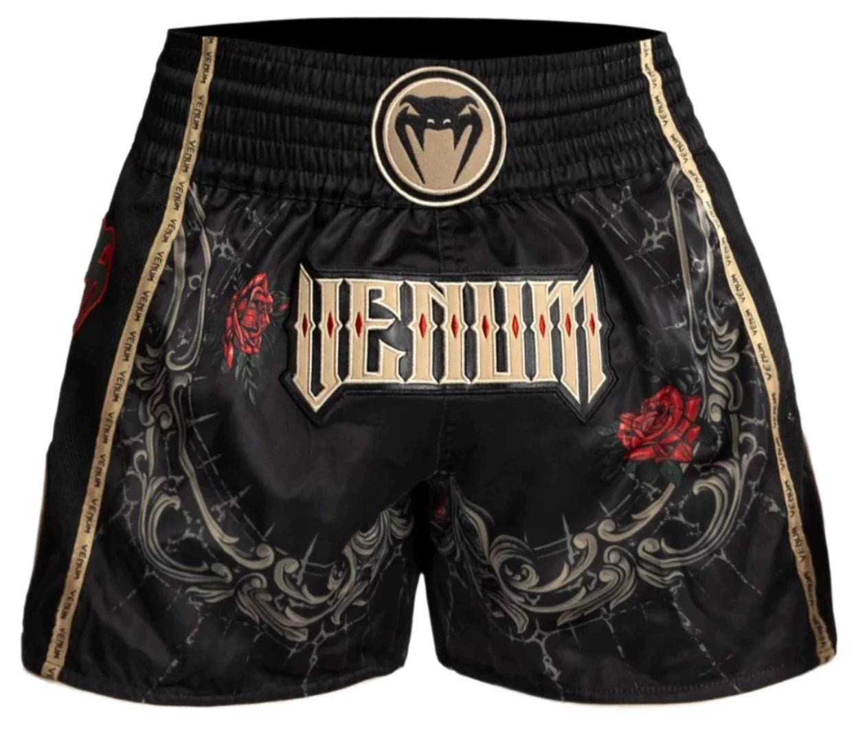 Venum Santa Muerte 5.0 Muay Thai Shorts - Deep Black/Gold