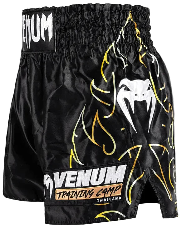 Venum VTC Flames Muay Thai Shorts - Black/Gold