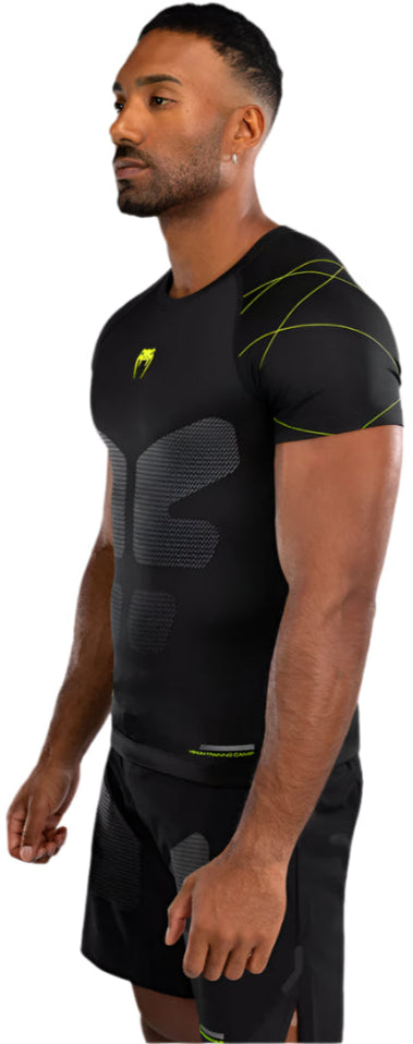 Venum Training Camp 4.0 Short Sleeve Rashguard - Black/Neon Green
