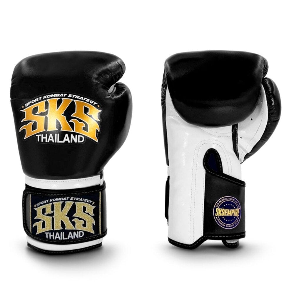 SKS Shadow Strike Hook and Loop Boxing Gloves - Black