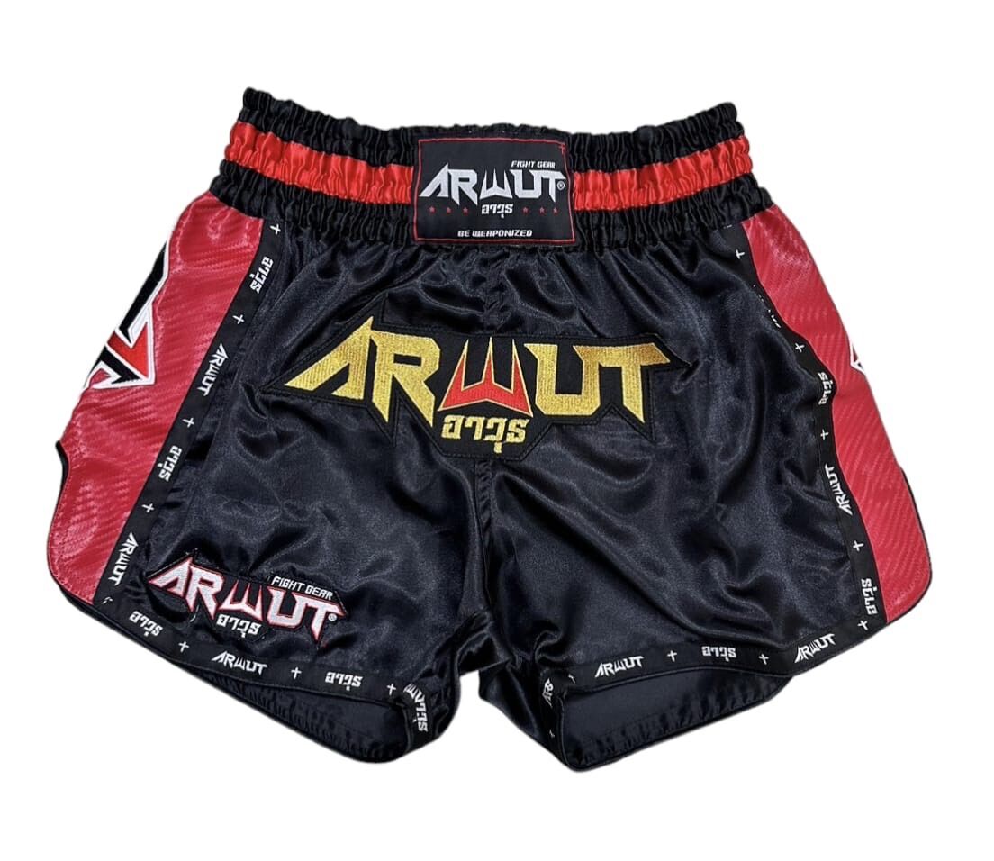 Arwut Carbon Edition Muay Thai Shorts - Black/Red