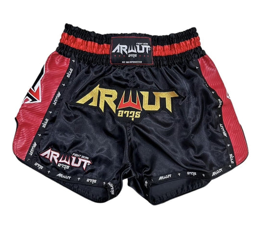Arwut Carbon Edition Muay Thai Shorts - Black/Red