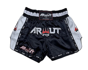 Arwut Carbon Edition Muay Thai Shorts - Black/Silver