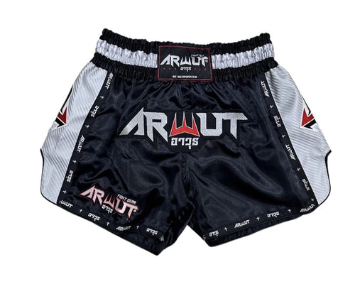 Arwut Carbon Edition Muay Thai Shorts - Black/Silver