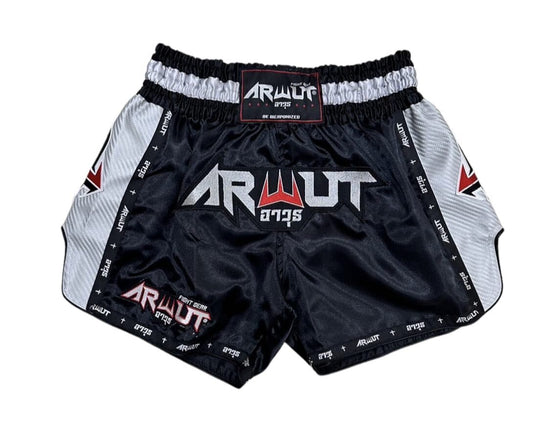 Arwut Carbon Edition Muay Thai Shorts - Black/Silver