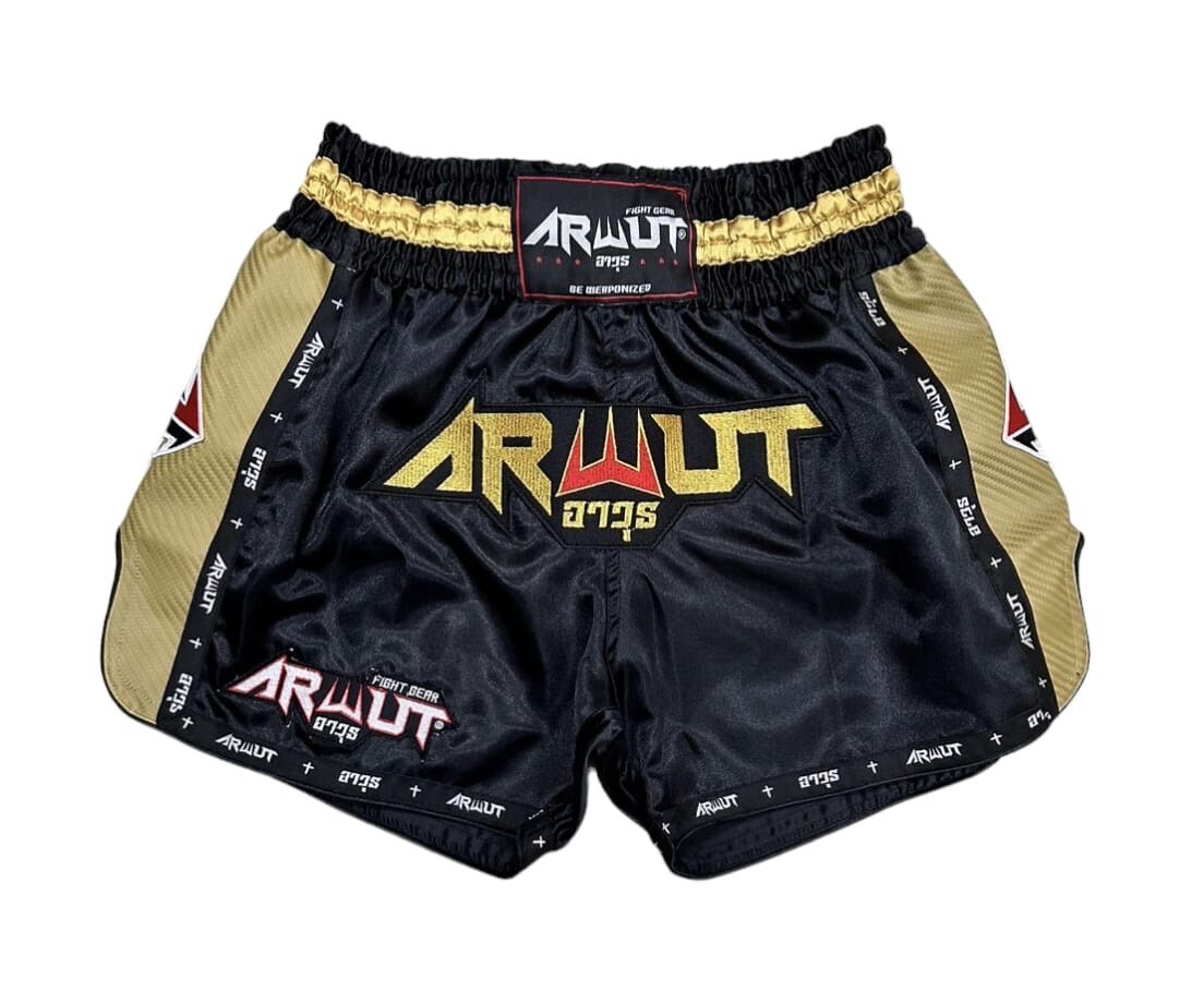 Arwut Carbon Edition Muay Thai Shorts - Black/Gold