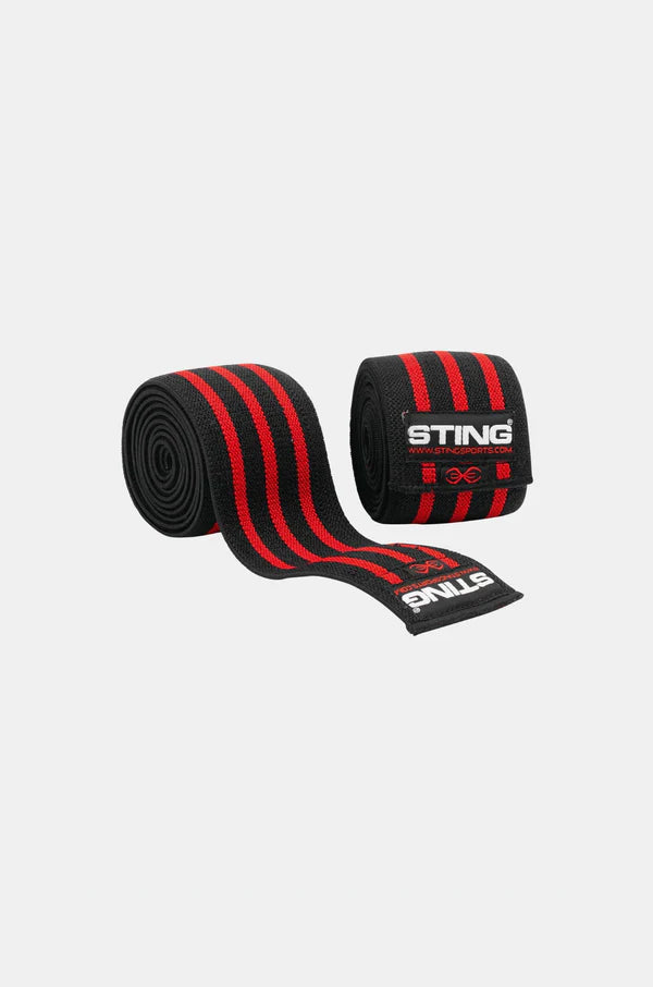 Sting Elasticised Lifting Knee Wraps - Black/Red - 80 Inch