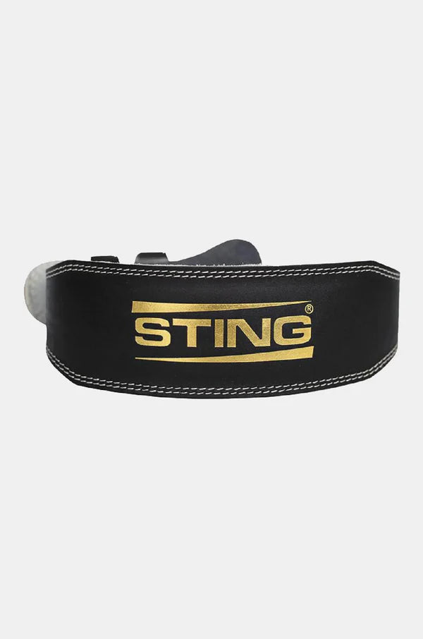 Sting Eco Leather Lifting Belt 4 Inch - Black/Gold