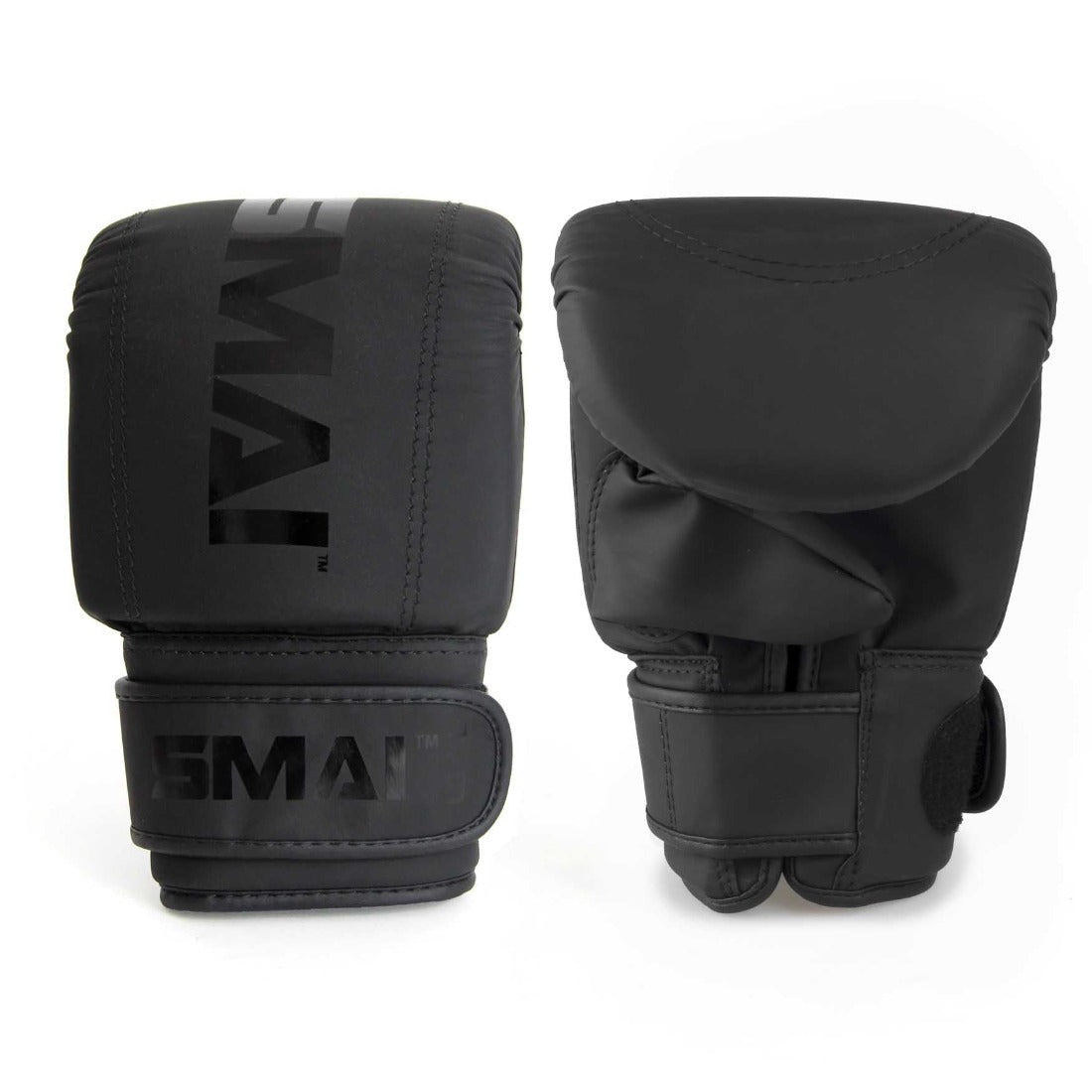 SMAI Triple Black Mitten Boxing Bag Glove - Black