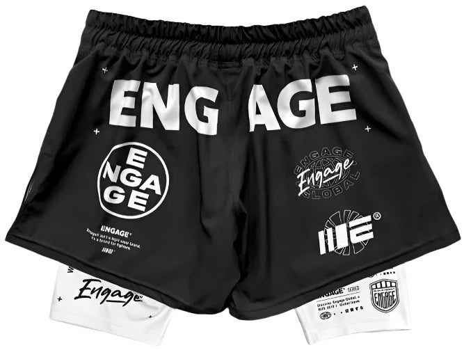 Engage Billboard 2-in-1 Fight Shorts - Black