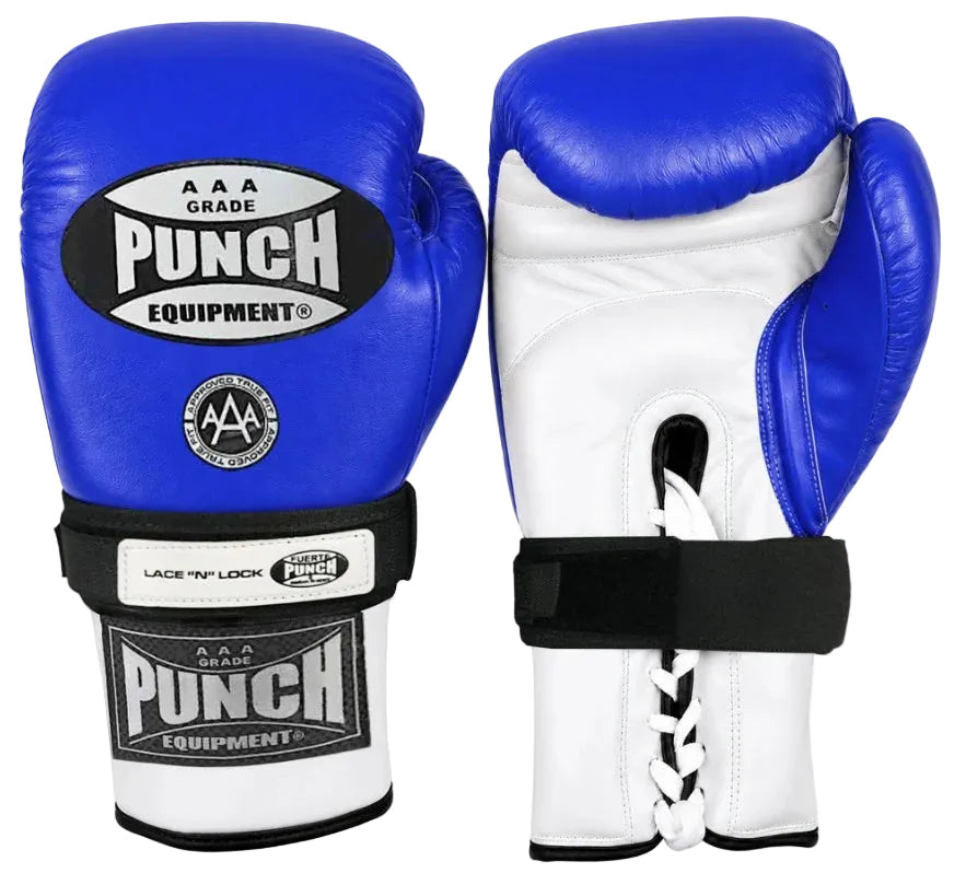 Punch Boxing Gloves - Competition - Lace & Lock - Blue - 10 oz