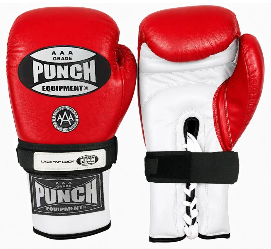 Punch Boxing Gloves - Competition - Lace & Lock - Red - 10 oz