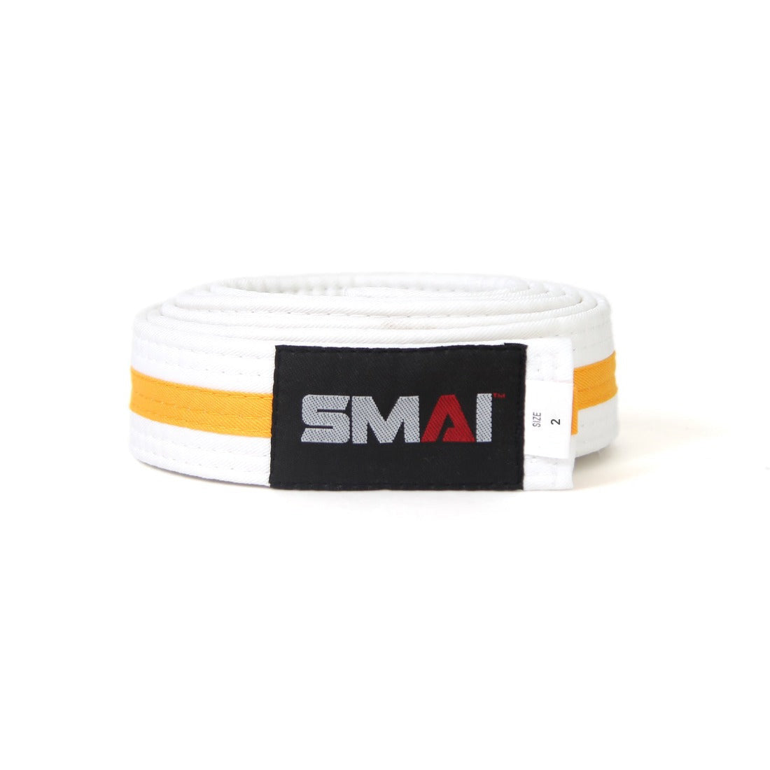 SMAI Martial Arts Belt - Coloured Stripe Yellow Size 2 - CLEARANCE