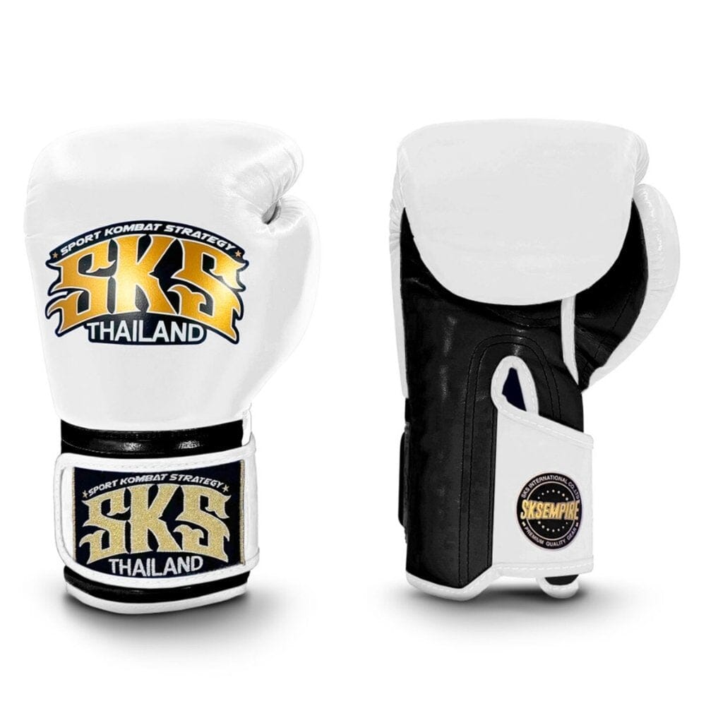 SKS Shadow Strike Hook and Loop Boxing Gloves - White
