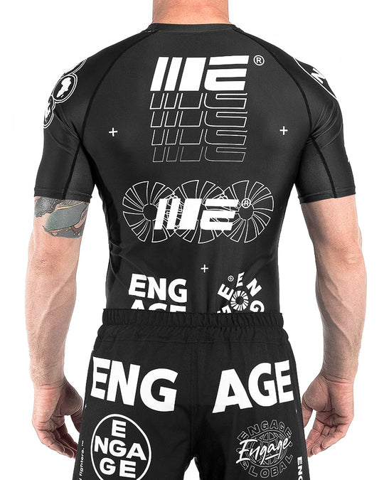 Engage Billboard Short Sleeve Rash Guard - Black