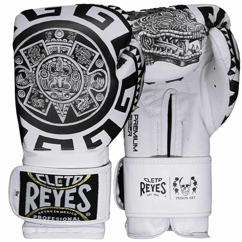 Cleto Reyes Aztec Calendar Boxing Gloves - Black/White