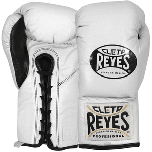 Cleto Reyes Official Professional Boxing Gloves - White/Black - 10 oz