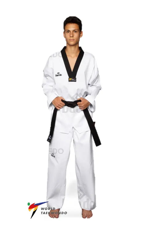 Daedo WT Approved Black V Ribbed Taekwondo Dobok