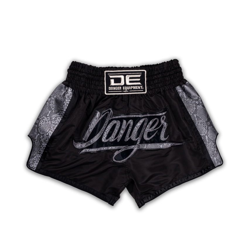 Danger Wild Line Muay Thai Shorts - Black/Silver