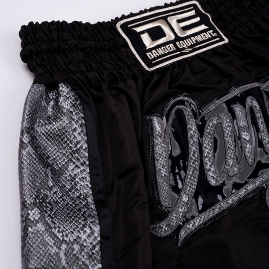 Danger Wild Line Muay Thai Shorts - Black/Silver