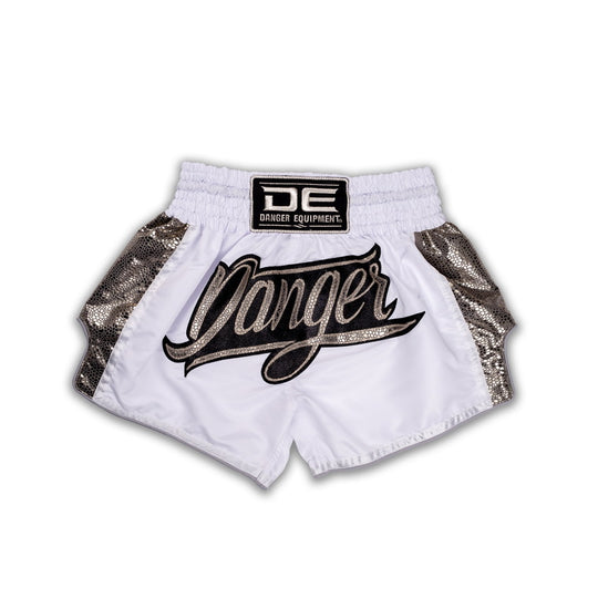 Danger Wild Line Muay Thai Shorts - White/Gold