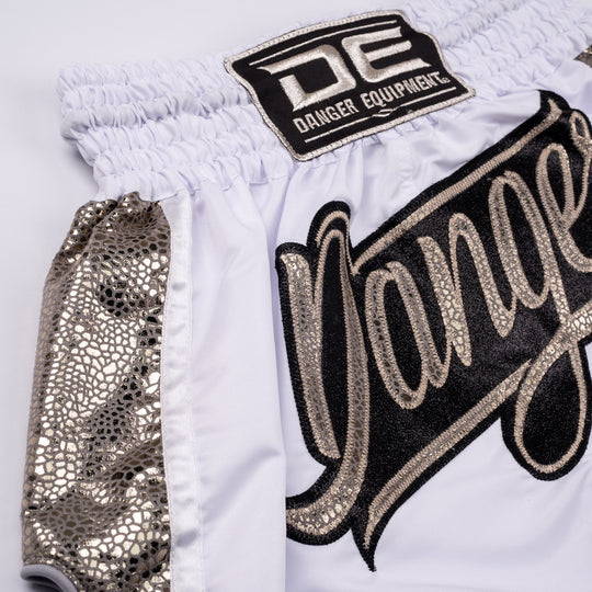 Danger Wild Line Muay Thai Shorts - White/Gold