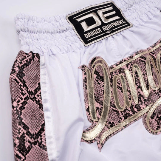 Danger Wild Line Muay Thai Shorts - White/Pink