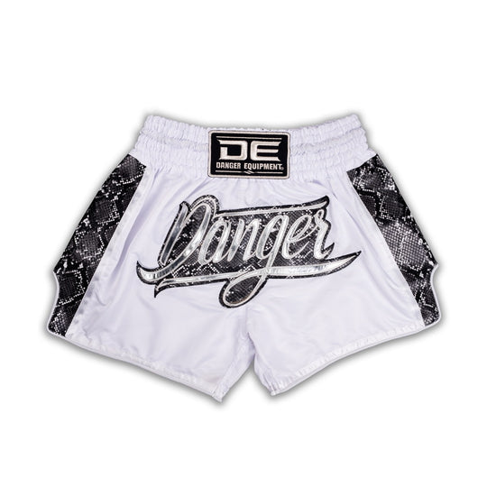 Danger Wild Line Muay Thai Shorts - White/Silver