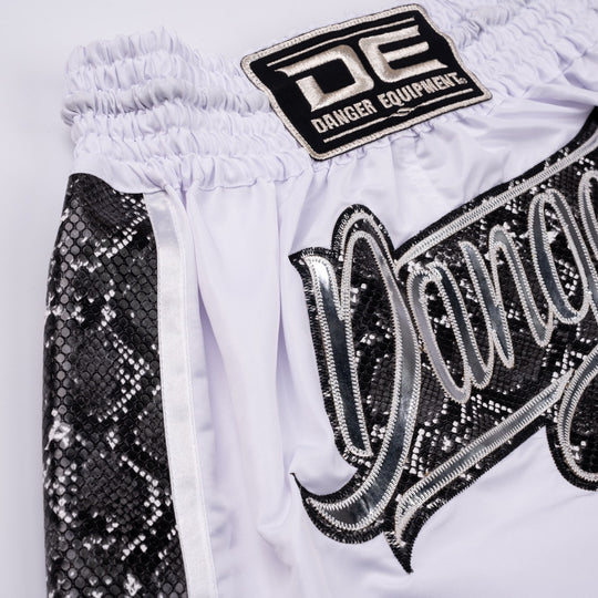 Danger Wild Line Muay Thai Shorts - White/Silver