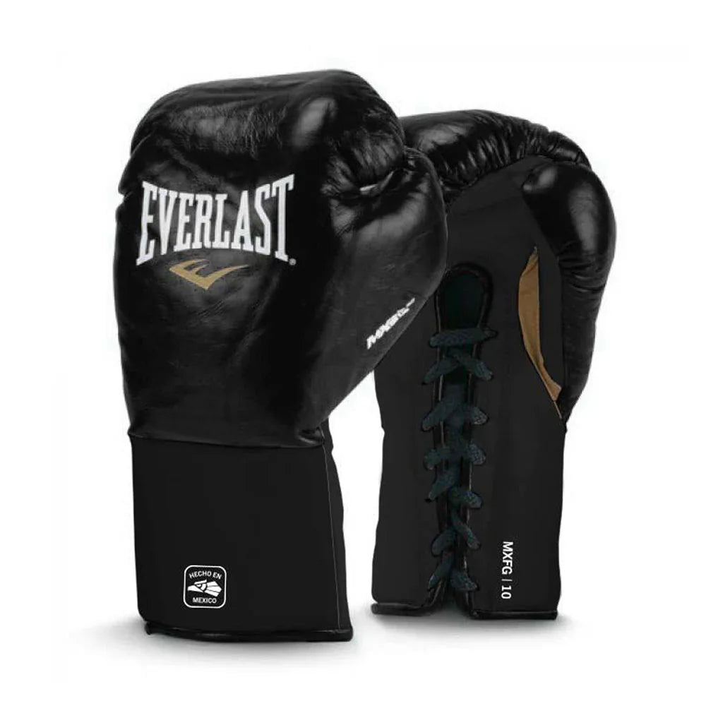 Everlast MX2 Fight Gloves - Lace Up - 8 oz - Gold/Black