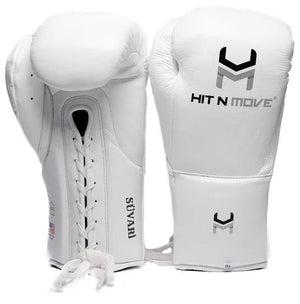Hit N Move Horse Hair Suvari Boxing Gloves - Lace Up - White
