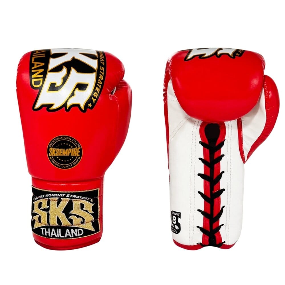 SKS Trapezoid Lace Boxing Gloves - Red