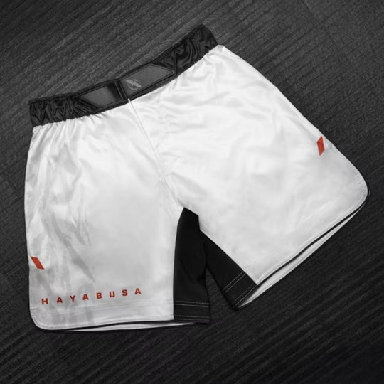 Hayabusa Apex 3/4 Thigh Fight Shorts - Ash White