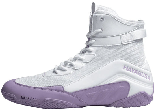 Hayabusa Talon Lavender Boxing Shoes - White/Lavender