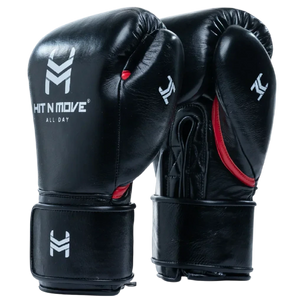 Hit N Move Pro Agility Boxing Gloves - Hook & Loop - Black/Red