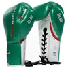 Hit N Move Pro Agility Boxing Gloves - Lace Up - Green/White