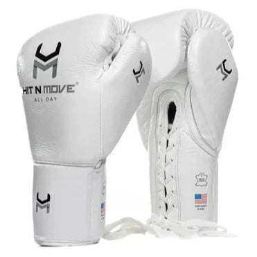 White boxing gloves with 'Fight Move' branding on a white background