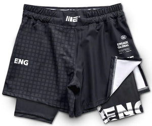 Engage Grid Tech 2-in-1 Hybrid Shorts - Black